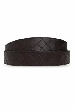 Bottega Veneta BRĄZOWY Pasek z plecionką ‘Intrecciato’