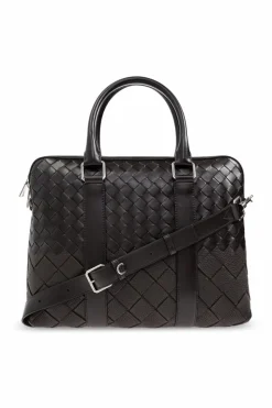 Bottega Veneta BRĄZOWY Skórzana torba na dokumenty