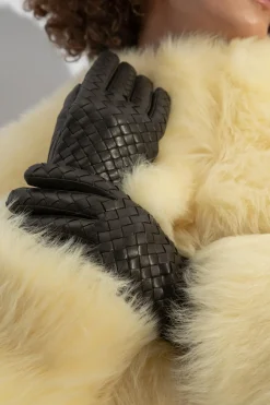 Bottega Veneta BRĄZOWY Skórzane rękawiczki