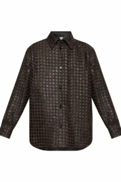 Bottega Veneta BRĄZOWY Skórzana kurtka