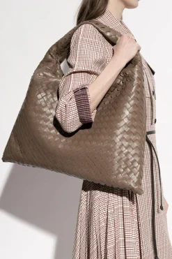 Bottega Veneta BRĄZOWY Torba na ramię `Hop Large`