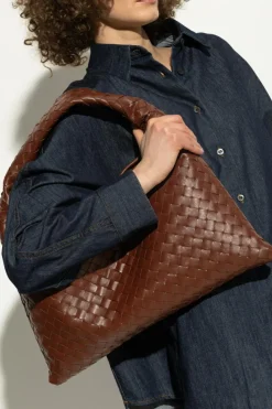 Bottega Veneta BRĄZOWY Torba na ramię `Hop Medium`