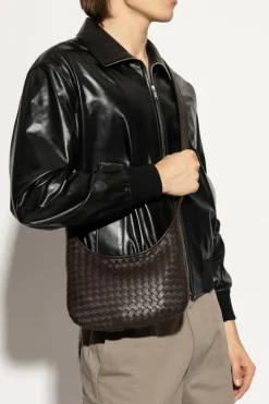 Bottega Veneta BRĄZOWY Torba na ramię `Veneto Small`