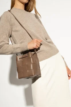 Bottega Veneta BRĄZOWY Torba na ramię ‘Cassette Small’ typu ‘bucket’