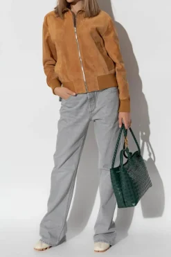 Bottega Veneta BRĄZOWY Zamszowa kurtka