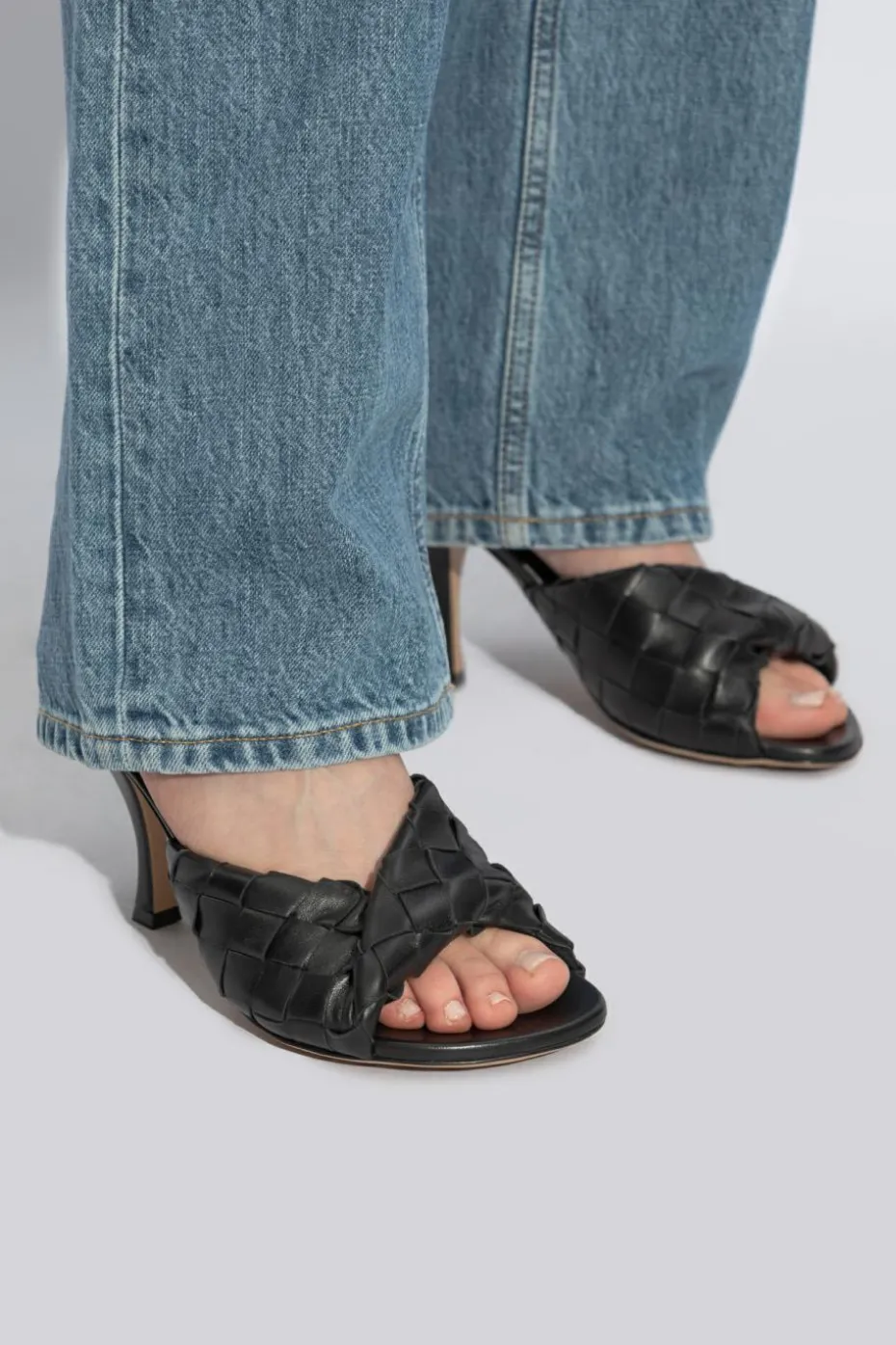 Bottega Veneta CZARNY Klapki na obcasie `Blink`
