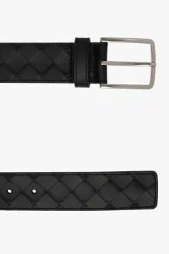Bottega Veneta CZARNY Pasek z plecionką ‘Intrecciato’