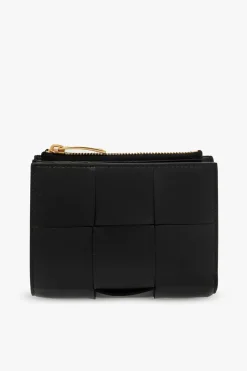 Bottega Veneta CZARNY Portfel z plecionką ‘Intreccio’