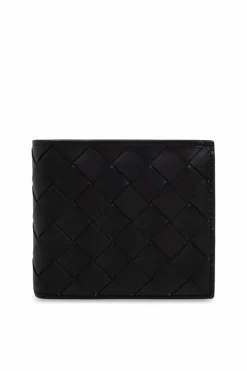 Bottega Veneta CZARNY Skórzany składany portfel