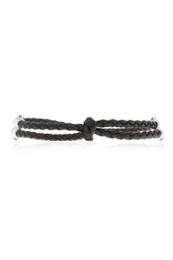 Bottega Veneta CZARNY Srebrna bransoleta