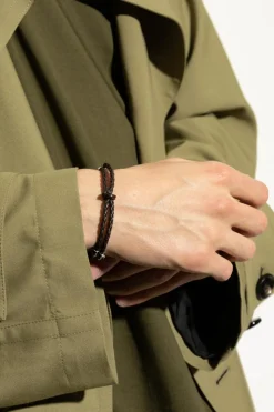 Bottega Veneta CZARNY Srebrna bransoleta