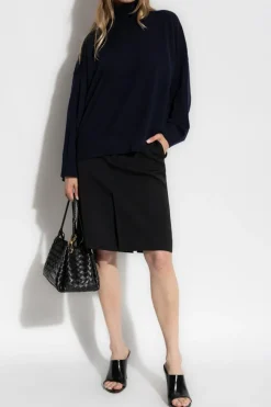 Bottega Veneta CZARNY Wełniana spódnica z rozcięciami