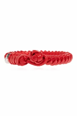 Bottega Veneta CZERWONY Skórzana bransoleta