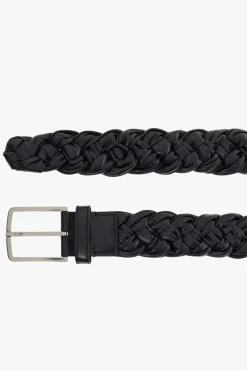 Bottega Veneta GRANATOWY Skórzany pleciony pasek