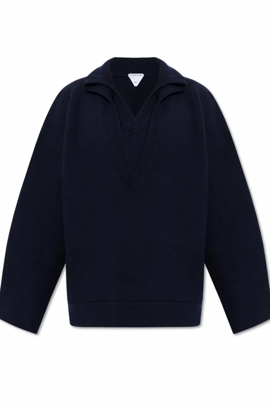 Bottega Veneta GRANATOWY Wełniany sweter z dekoltem w serek