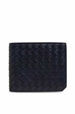 Bottega Veneta GRANATOWY Portfel z plecionką