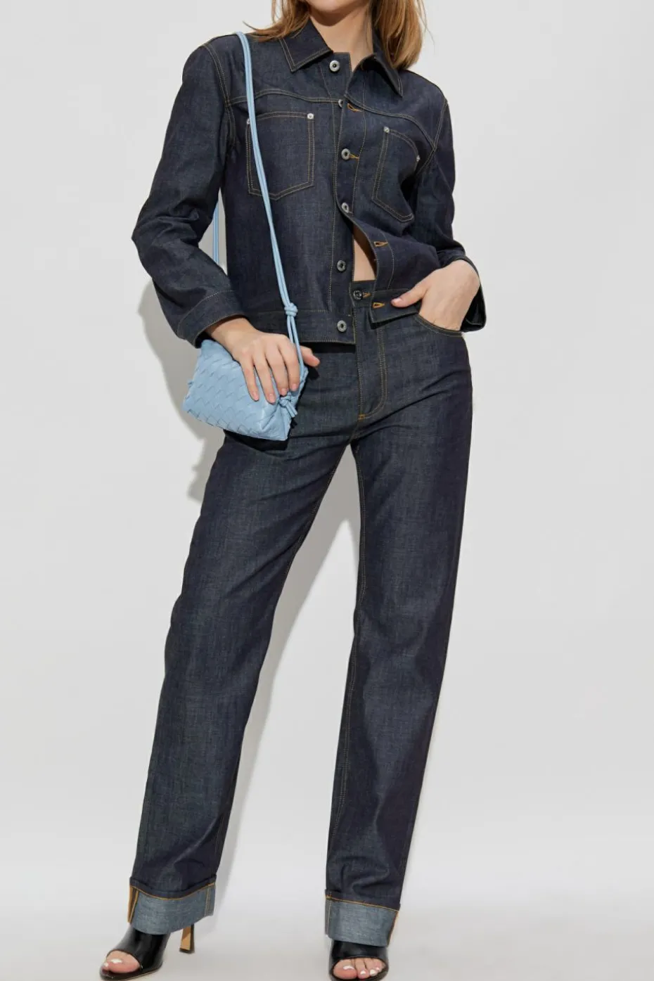 Bottega Veneta GRANATOWY Jeansy z logo