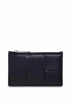 Bottega Veneta GRANATOWY Skórzane etui na karty