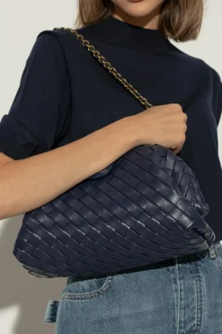 Bottega Veneta GRANATOWY Torba na ramię `Lauren 1980`