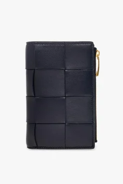 Bottega Veneta GRANATOWY Skórzany portfel