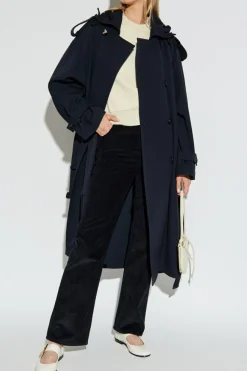 Bottega Veneta GRANATOWY Dwurzędowy trencz