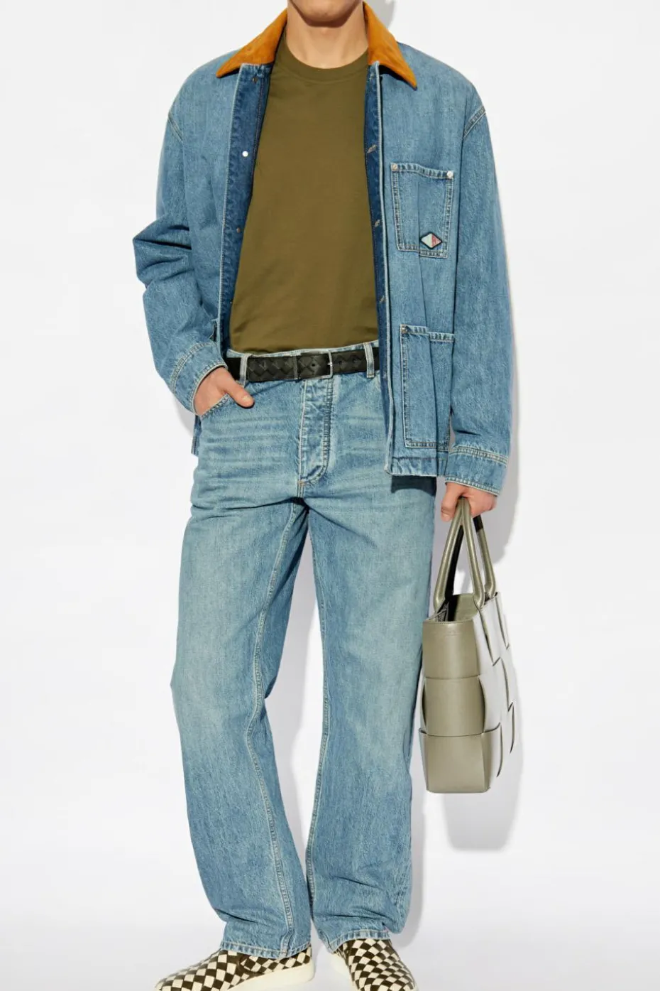 Bottega Veneta NIEBIESKI Jeansowa ocieplana kurtka