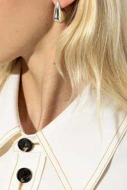 Bottega Veneta SREBRNY Geometryczne kolczyki w kształcie płetwy