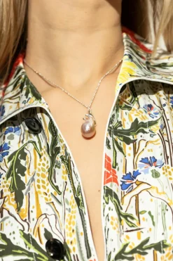Bottega Veneta SREBRNY Srebrny naszyjnik z perłą