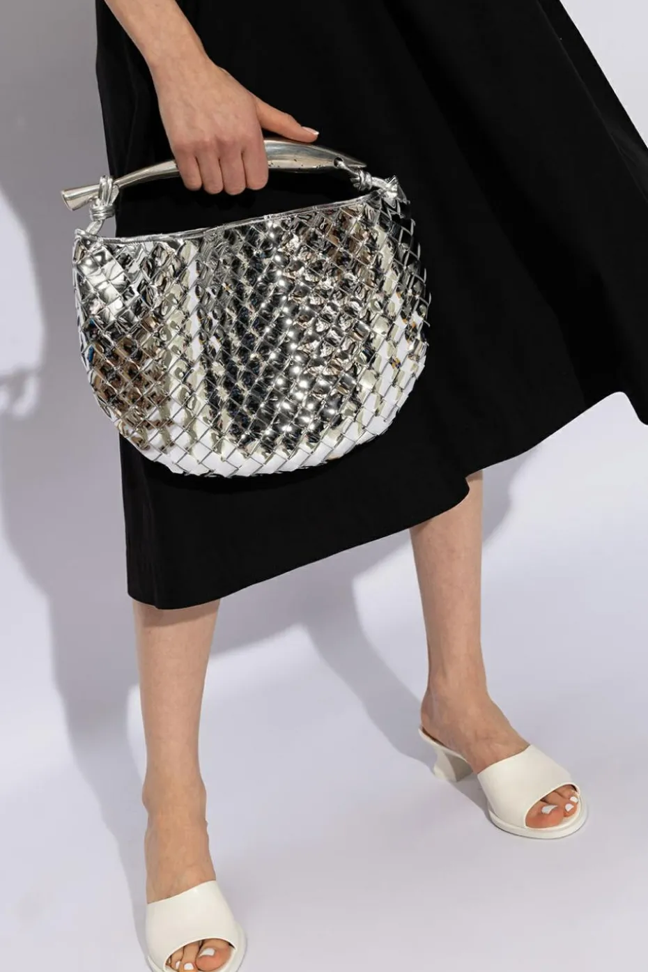 Bottega Veneta SREBRNY Torba do ręki ‘Sardine Small’