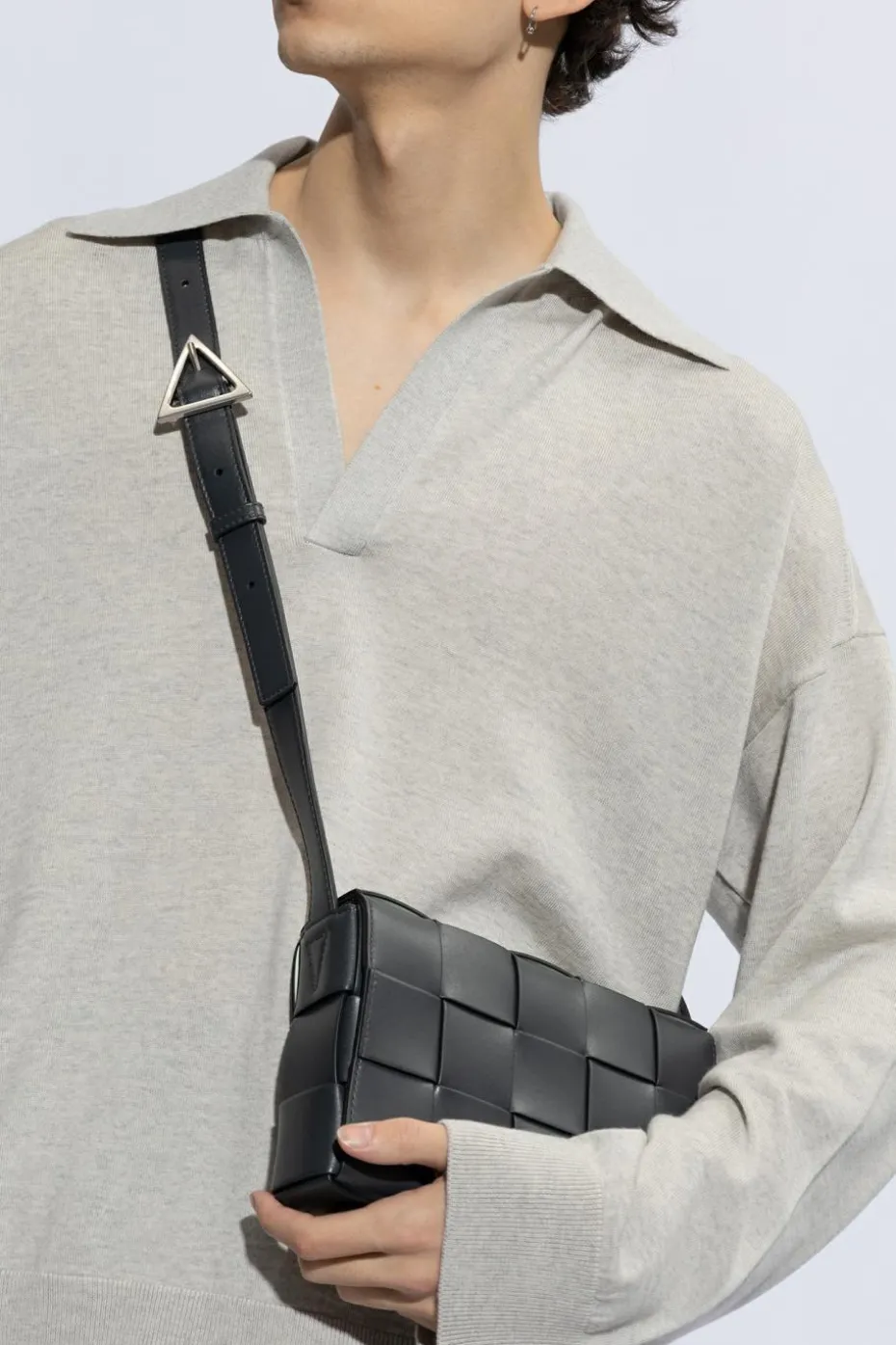 Bottega Veneta SZARY Torba na ramię ‘Cassette Medium’