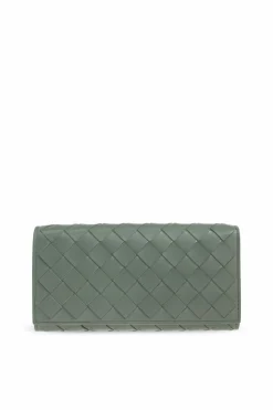 Bottega Veneta ZIELONY Skórzany portfel