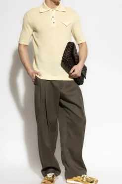 Bottega Veneta ZIELONY Wełniane spodnie