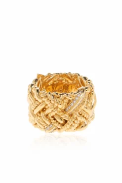 Bottega Veneta ZŁOTY Srebrny pierścień