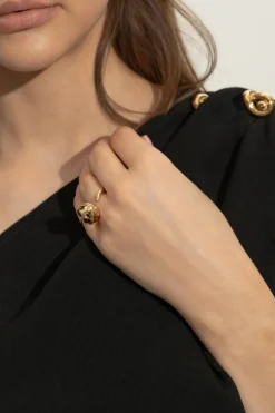 Bottega Veneta ZŁOTY Srebrny pierścień