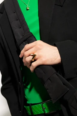 Bottega Veneta ZŁOTY Srebrny pierścień
