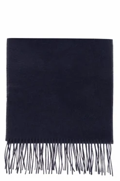 Brioni GRANATOWY Kaszmirowy szal z logo