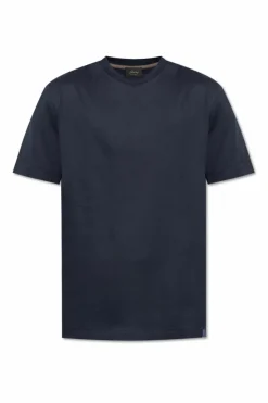 Brioni GRANATOWY T-shirt z naszywką