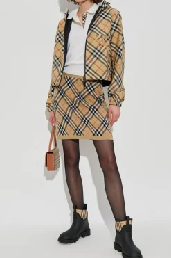Burberry beżowy Dwustronna kurtka z kapturem