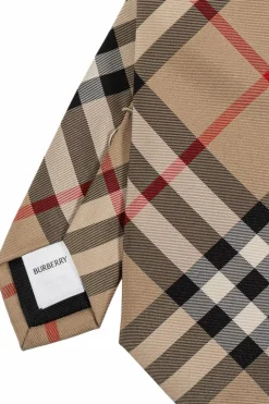 Burberry beżowy Jedwabny krawat