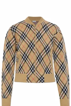 Burberry beżowy Kardigan ze wzorem w kratę