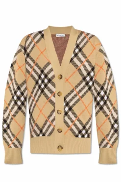 Burberry beżowy Kardigan ze wzorem w kratę