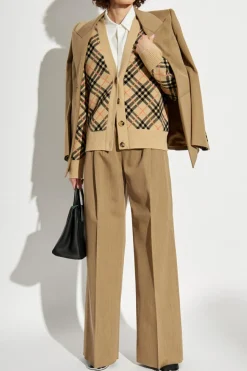 Burberry beżowy Kardigan ze wzorem w kratę