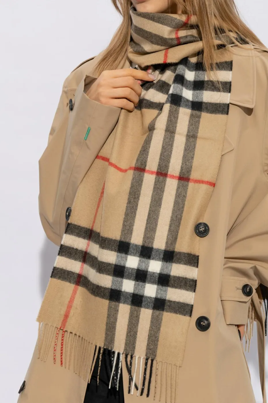 Burberry beżowy Kaszmirowy szal