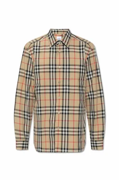 Burberry beżowy Koszula ze wzorem w kratę ‘Nova Check’