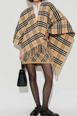 Burberry beżowy Ponczo `Charlotte`