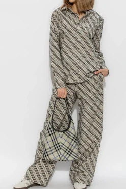 Burberry beżowy Spodnie w kratę