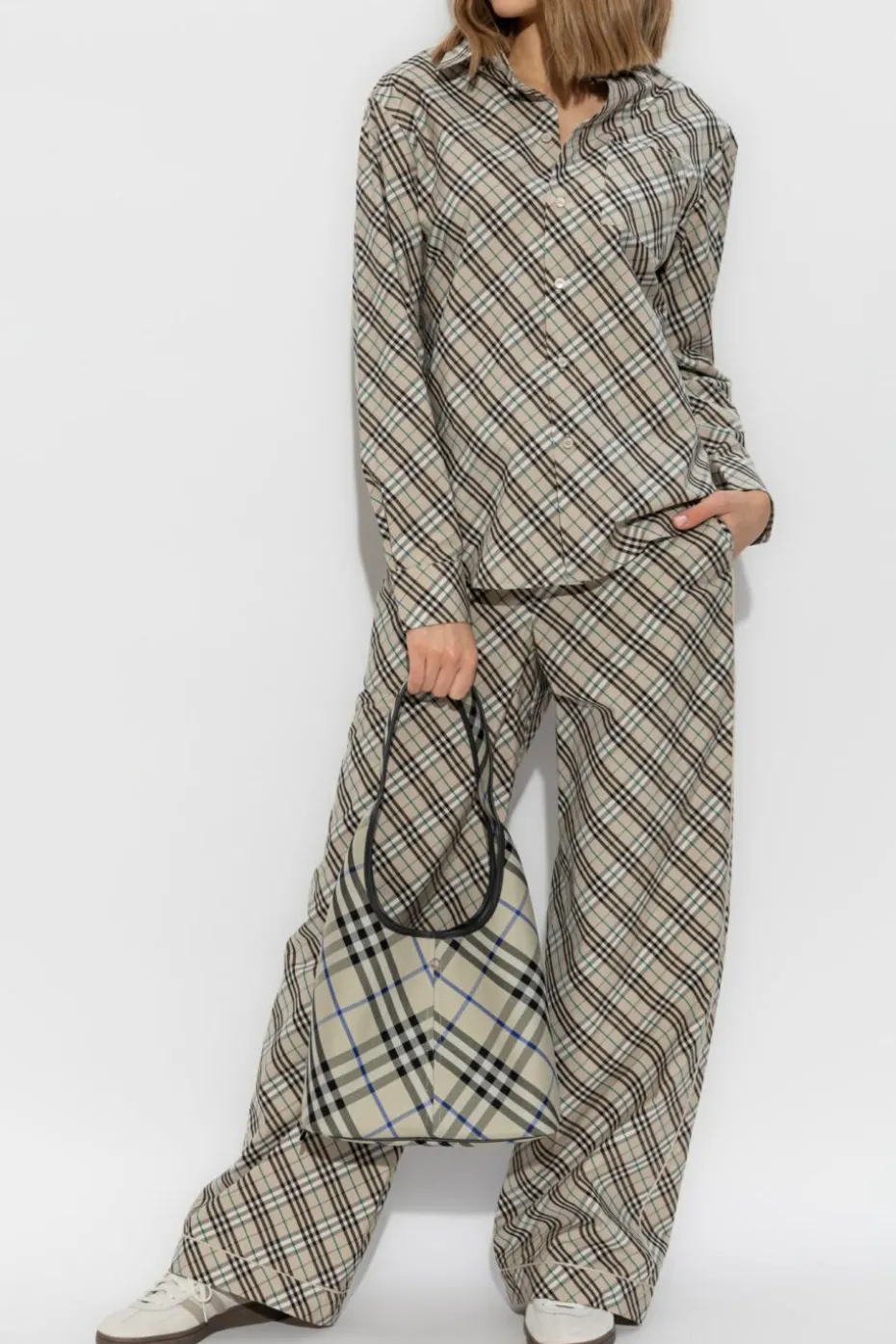 Burberry beżowy Spodnie w kratę