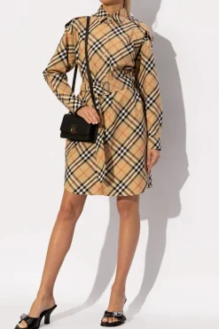 Burberry beżowy Sukienka ze wzorem w kratę