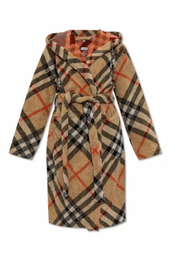 Burberry beżowy Szlafrok ze wzorem w kratę