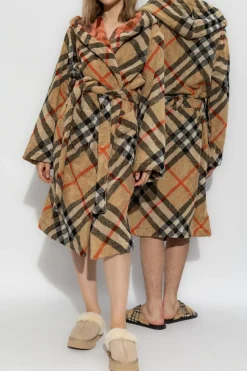 Burberry beżowy Szlafrok ze wzorem w kratę